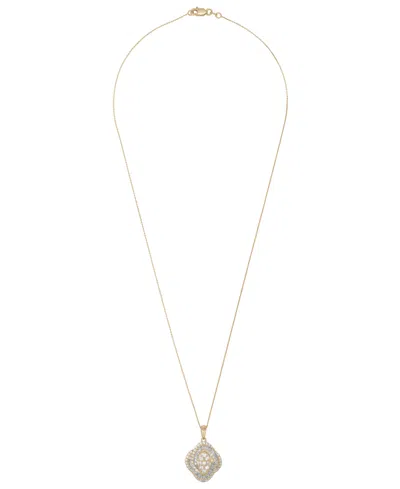Wrapped In Love Diamond Round (0.71 Ct. T.w.) And Baguette (0.29 Ct. T.w.) Oval Pendant Necklace In 14k Yellow Gold In Gold