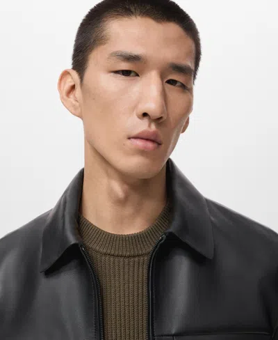 Mango Men's Leather Pockets Jacket In Multi