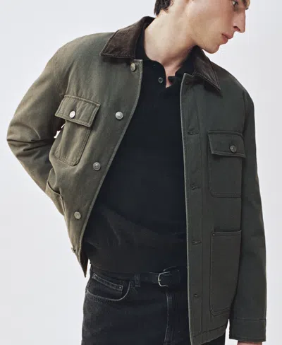 Mango Men's Pockets And Corduroy Collar Jacket In Brown