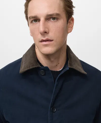 Mango Men's Corduroy Collar Quilted Jacket In Blue