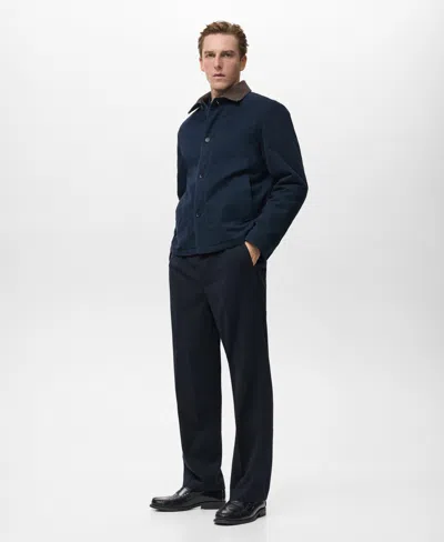Mango Men's Corduroy Collar Quilted Jacket In Blue