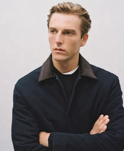 Mango Men's Corduroy Collar Quilted Jacket In Blue