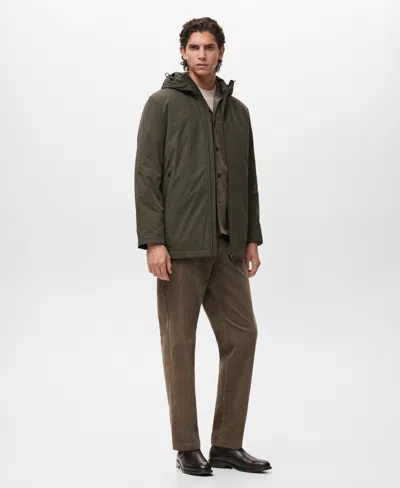 Mango Men's Water-repellent Hooded Parka In Multi