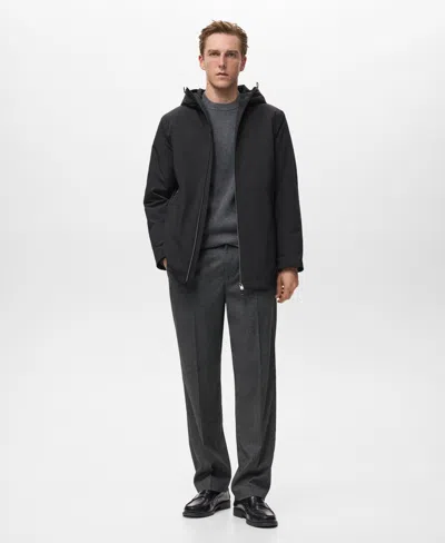 Mango Men's Water-repellent Hooded Parka In Black