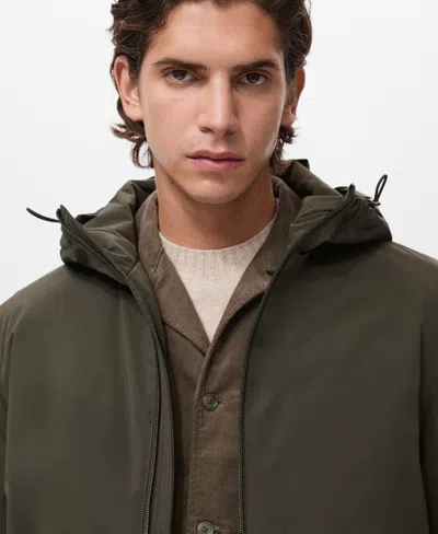 Mango Men's Water-repellent Hooded Parka In Multi