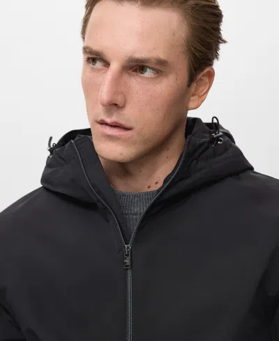 Mango Men's Water-repellent Hooded Parka In Black