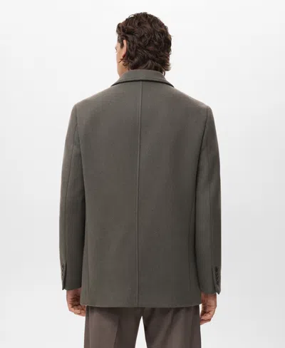 Mango Men's Double-breasted Wool-blend Coat In Brown