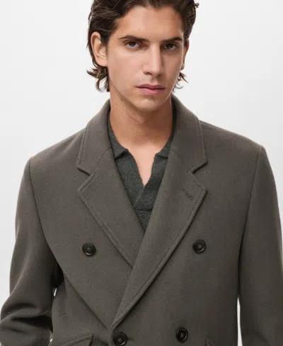 Mango Men's Double-breasted Wool-blend Coat In Brown