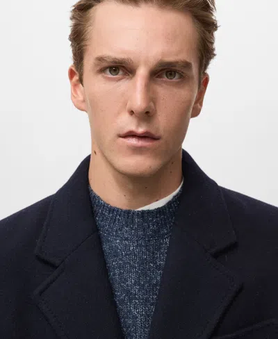 Mango Men's Wool Overcoat In Blue