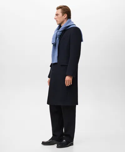 Mango Men's Wool Overcoat In Blue