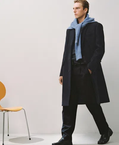Mango Men's Wool Overcoat In Blue