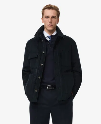 Mango Men's Pockets Corduroy Jacket In Blue