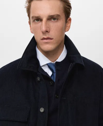 Mango Men's Pockets Corduroy Jacket In Blue