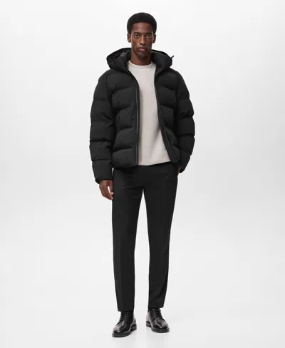 Mango Men's Waterproof Hood Puffer Coat In Black