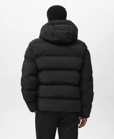 Mango Men's Waterproof Hood Puffer Coat In Black