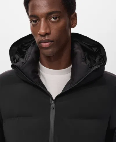 Mango Men's Waterproof Hood Puffer Coat In Black