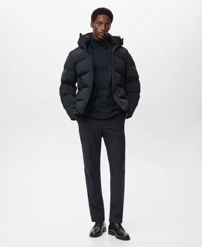 Mango Men's Waterproof Hood Puffer Coat In Blue