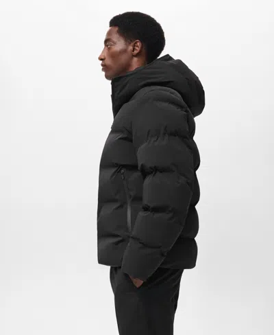 Mango Men's Waterproof Hood Puffer Coat In Black
