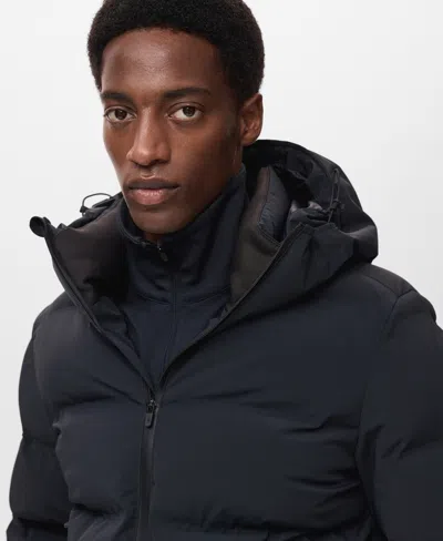 Mango Men's Waterproof Hood Puffer Coat In Blue