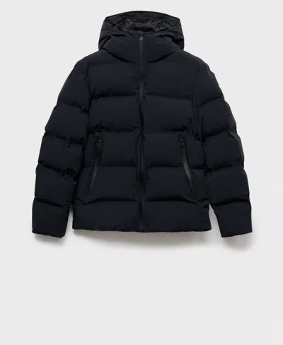 Mango Men's Waterproof Hood Puffer Coat In Blue