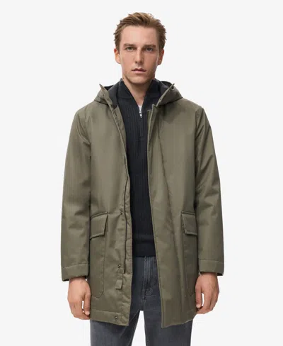 Mango Men's Water-repellent Hood Quilted Parka In Green