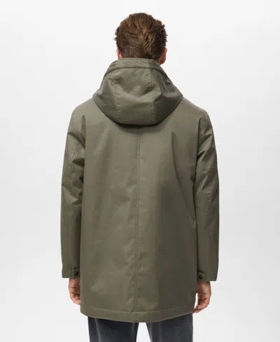 Mango Men's Water-repellent Hood Quilted Parka In Green