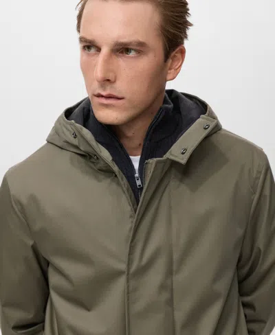 Mango Men's Water-repellent Hood Quilted Parka In Green