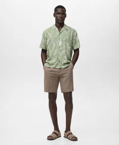 Mango Men's Fluid Relaxed-fit Printed Shirt In Green