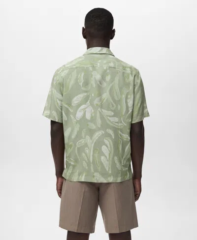 Mango Men's Fluid Relaxed-fit Printed Shirt In Green