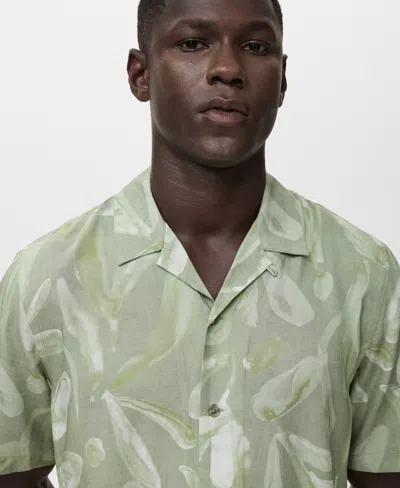 Mango Men's Fluid Relaxed-fit Printed Shirt In Green