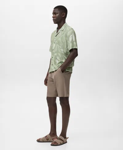 Mango Men's Fluid Relaxed-fit Printed Shirt In Green