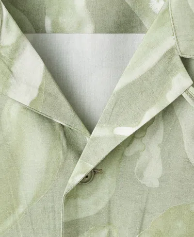 Mango Men's Fluid Relaxed-fit Printed Shirt In Green