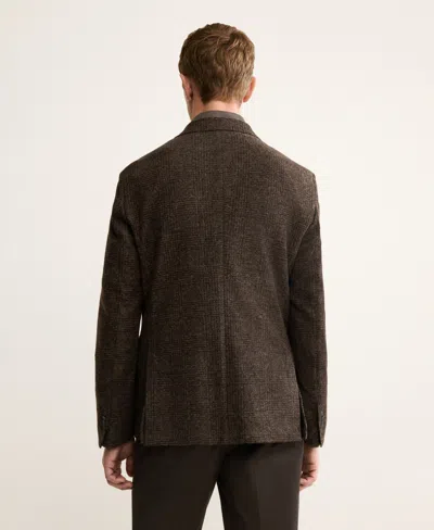 Mango Men's Slim-fit Micro-check Wool-blend Jacket In Brown