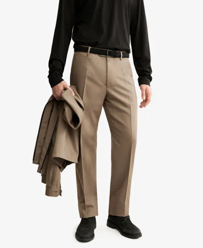 Mango Men's Virgin Wool Pleated Pants In Brown