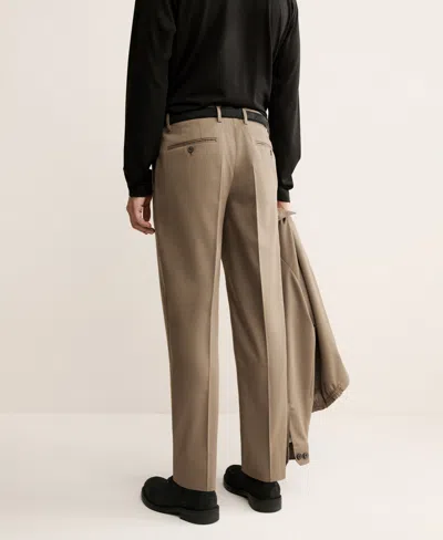 Mango Men's Virgin Wool Pleated Pants In Brown