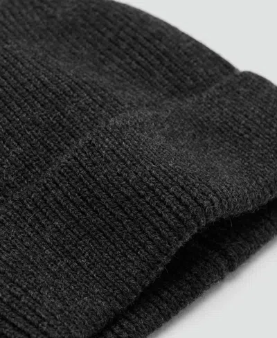 Mango Men's Ribbed Wool Beanie Hat In Gold