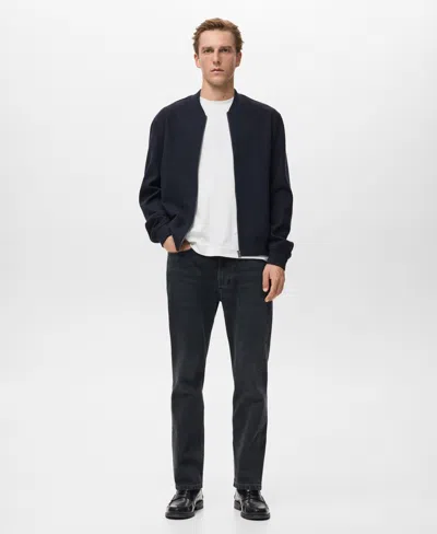 Mango Men's Bomber Zip Sweatshirt In Blue