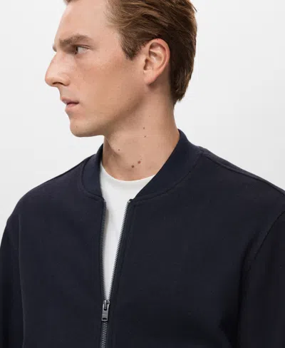 Mango Men's Bomber Zip Sweatshirt In Blue