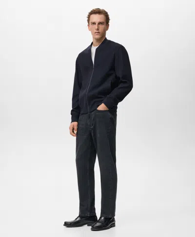 Mango Men's Bomber Zip Sweatshirt In Blue