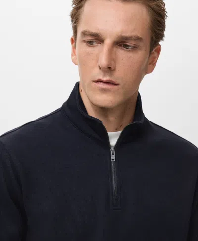 Mango Men's Regular-fit Zip-up Sweatshirt In Blue