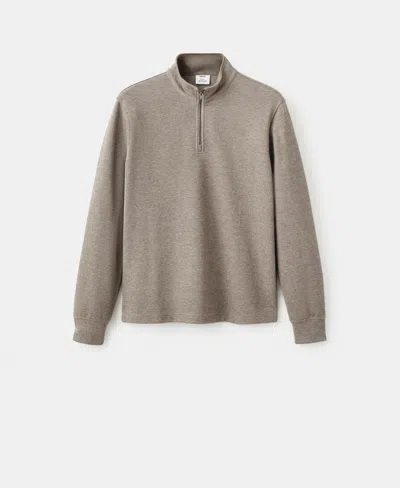 Mango Men's Regular-fit Zip-up Sweatshirt In Nude