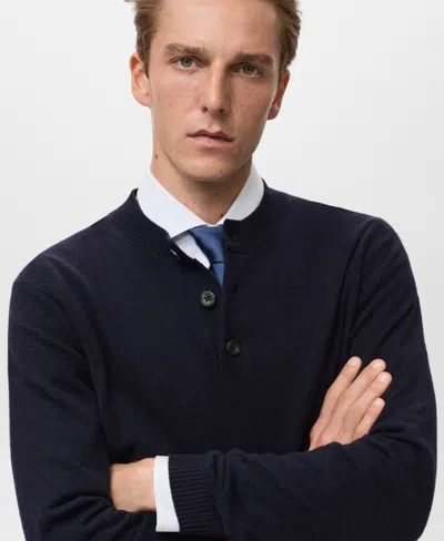 Mango Men's Extra-fine Wool Knitted Sweater In Blue
