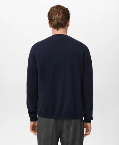 Mango Men's Extra-fine Wool Buttons Cardigan In Blue