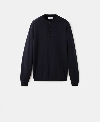 Mango Men's Extra-fine Wool Knitted Sweater In Blue