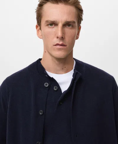 Mango Men's Extra-fine Wool Buttons Cardigan In Blue