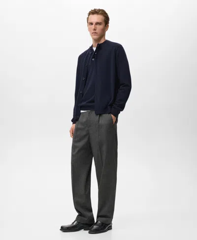 Mango Men's Extra-fine Wool Buttons Cardigan In Blue