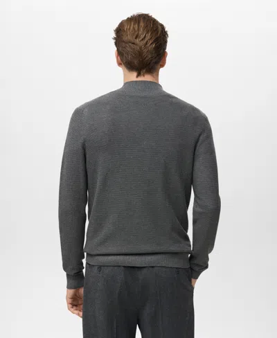 Mango Men's Structured Perkins-neck Sweater In Gray