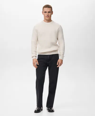 Mango Men's Structured Knitted Sweater In White