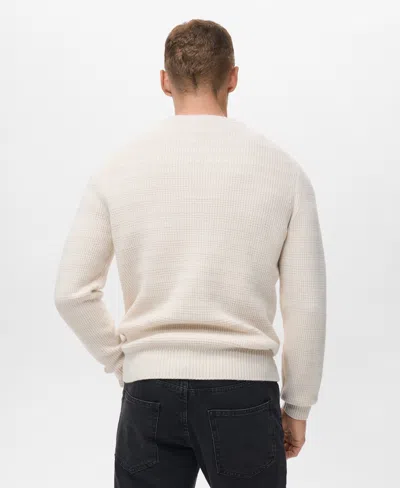 Mango Men's Structured Knitted Sweater In White