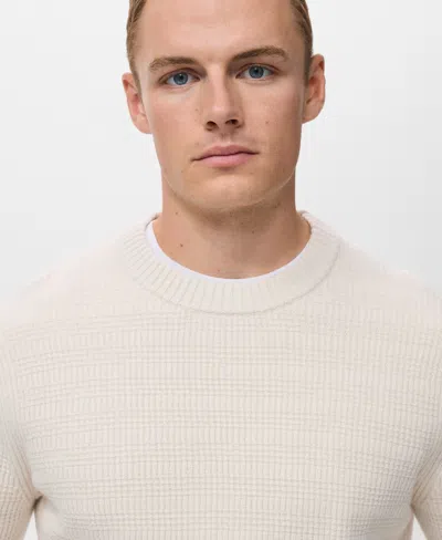 Mango Men's Structured Knitted Sweater In White